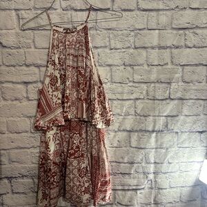 Bohemian Red and White Romper